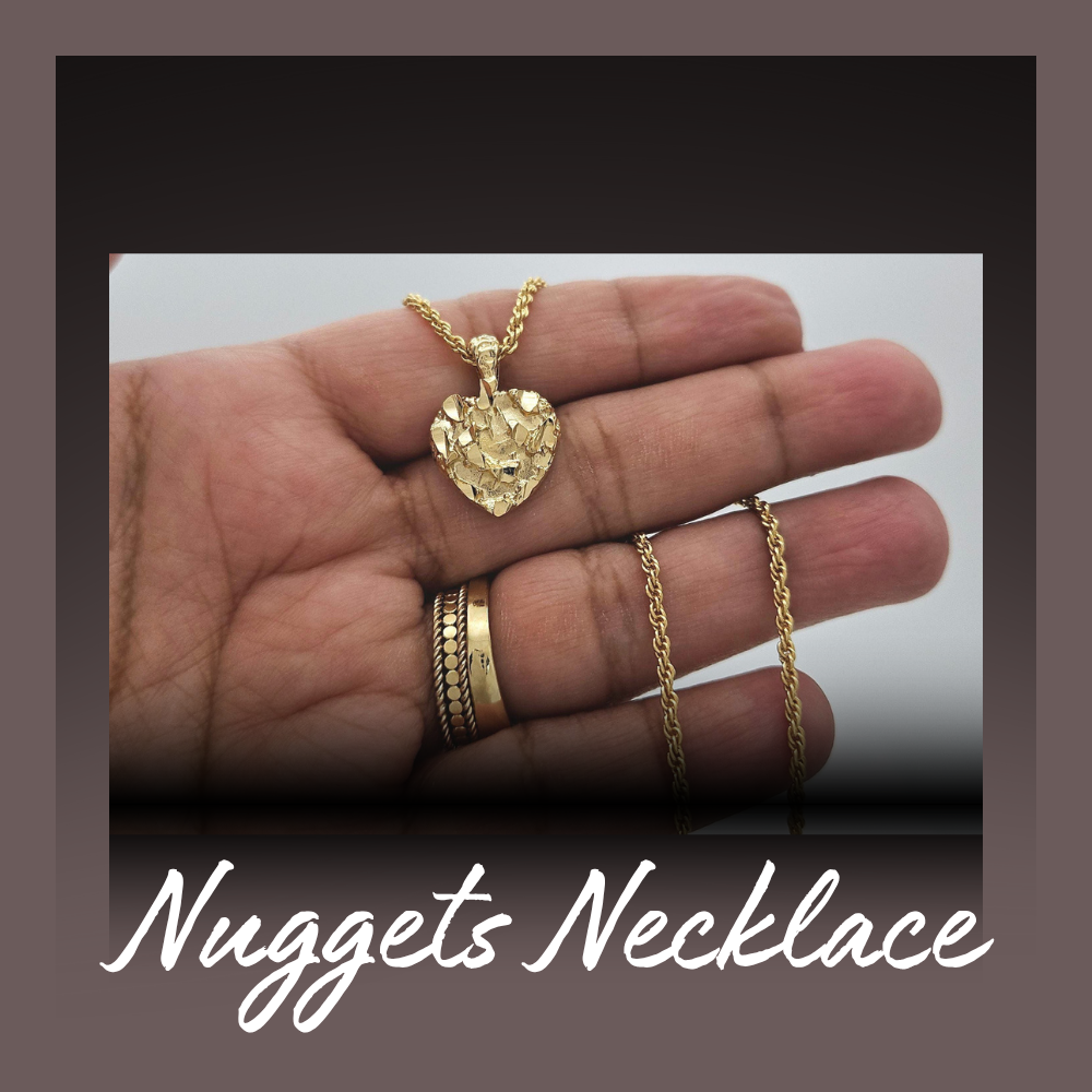 14k Heart Nugget Heavy Rope Chain