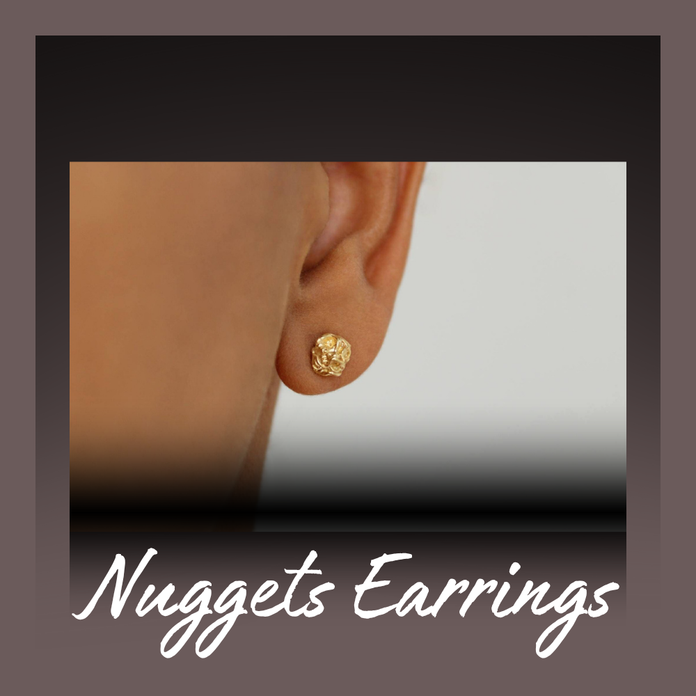 18k Gold Filled Nugget Earrings Sphere