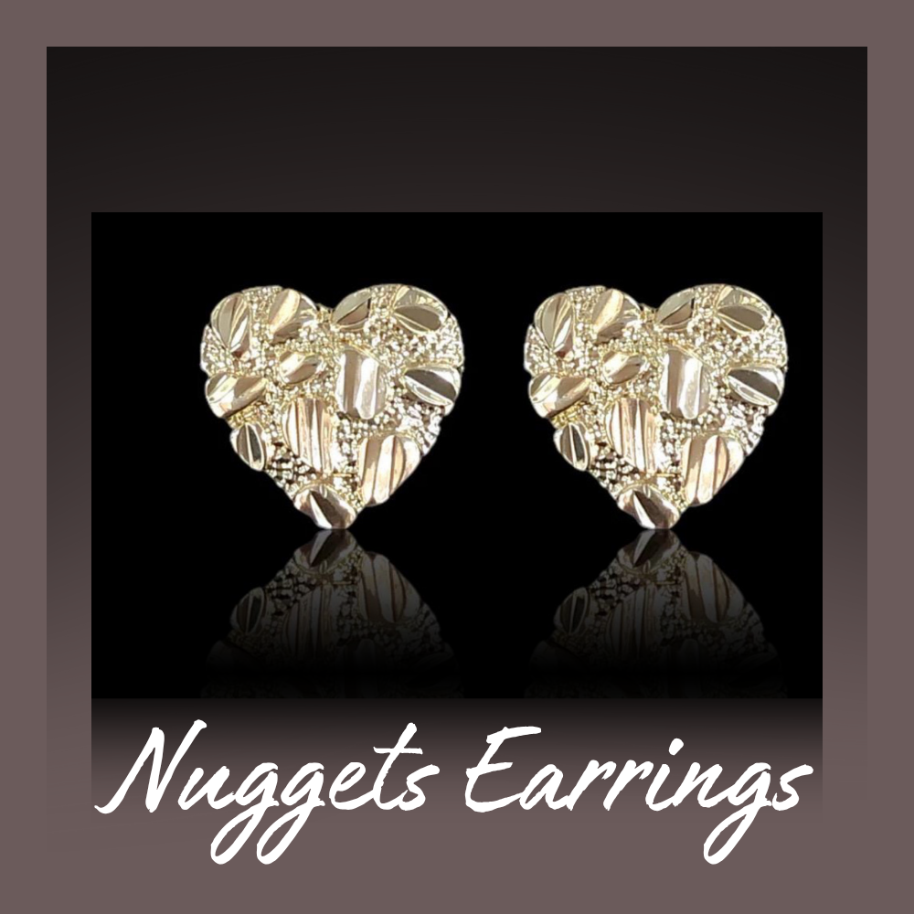 18k Gold Filled Heart Nugget Earrings