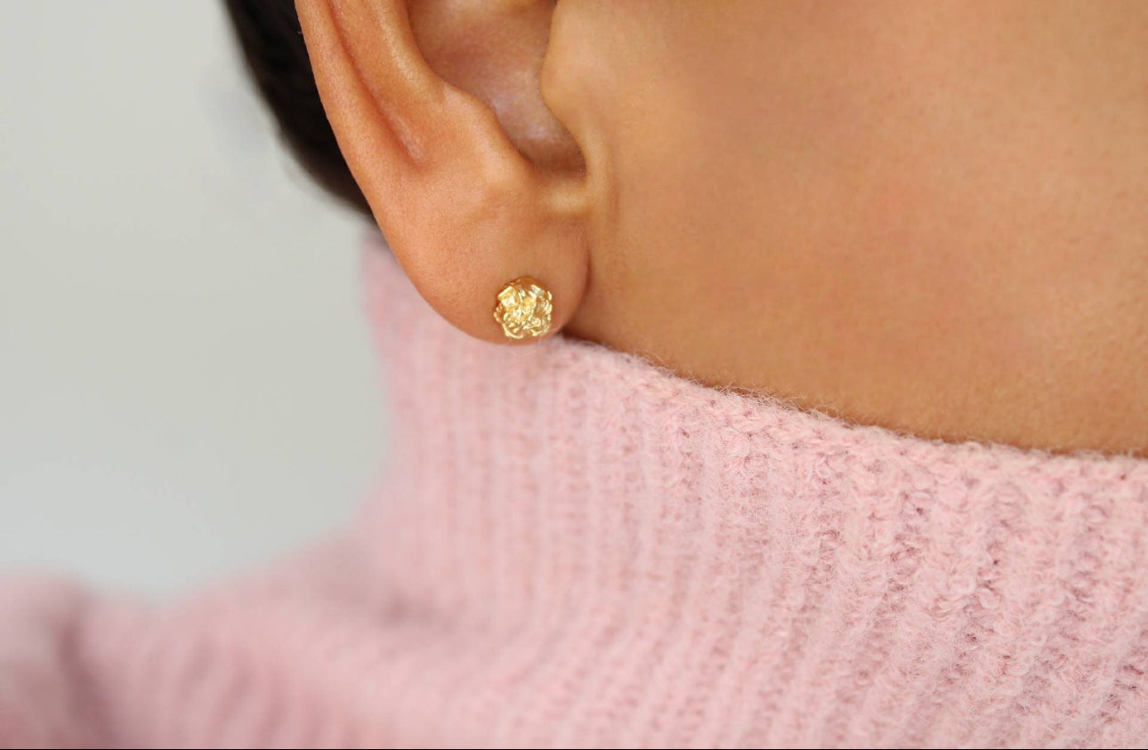 18k Gold Filled Nugget Earrings Sphere