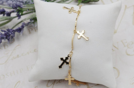18k Gold Filled Cross Tennis Bracelet