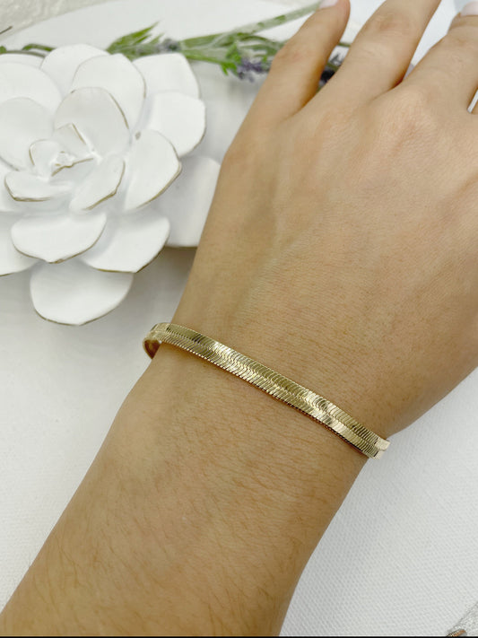 18k Gold Filled Herringbone Bracelet