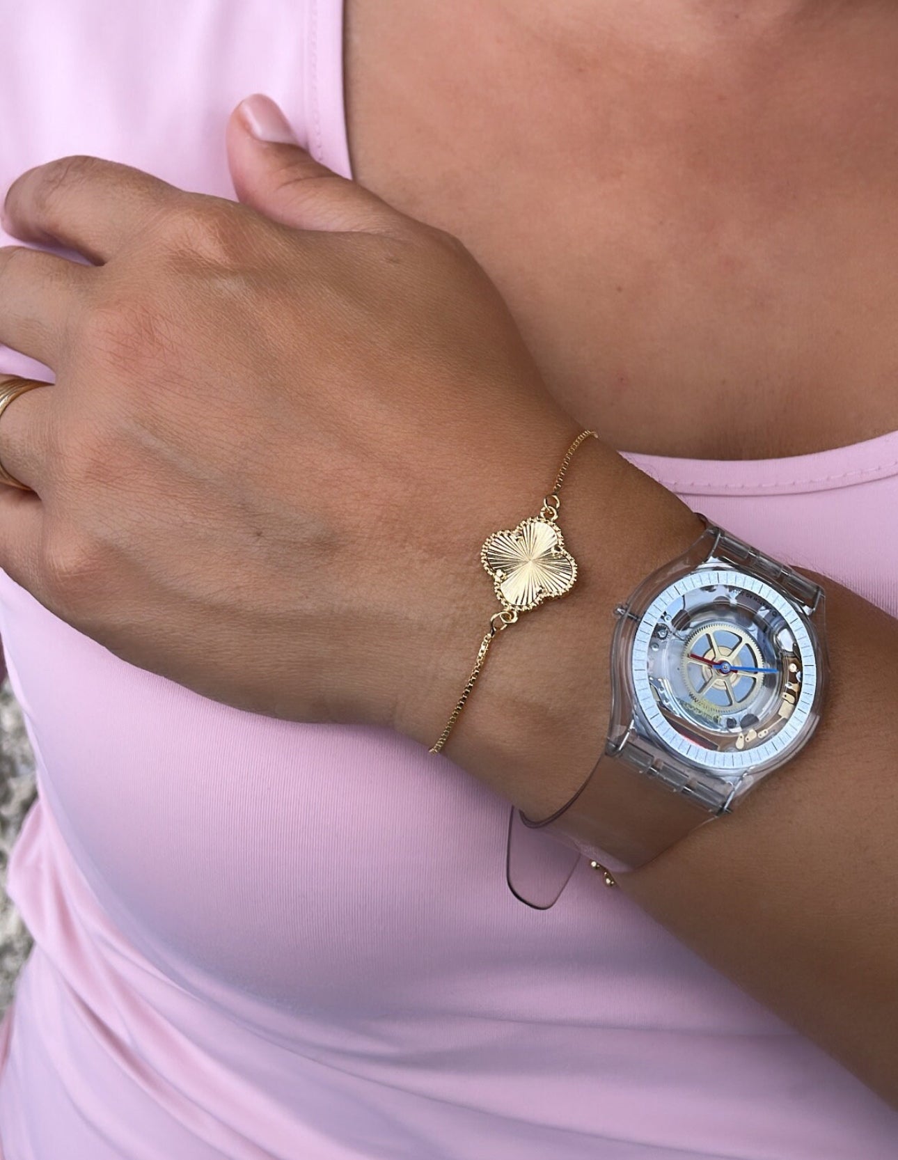 18k Gold Filled Sunburst Flower Charm Bracelet