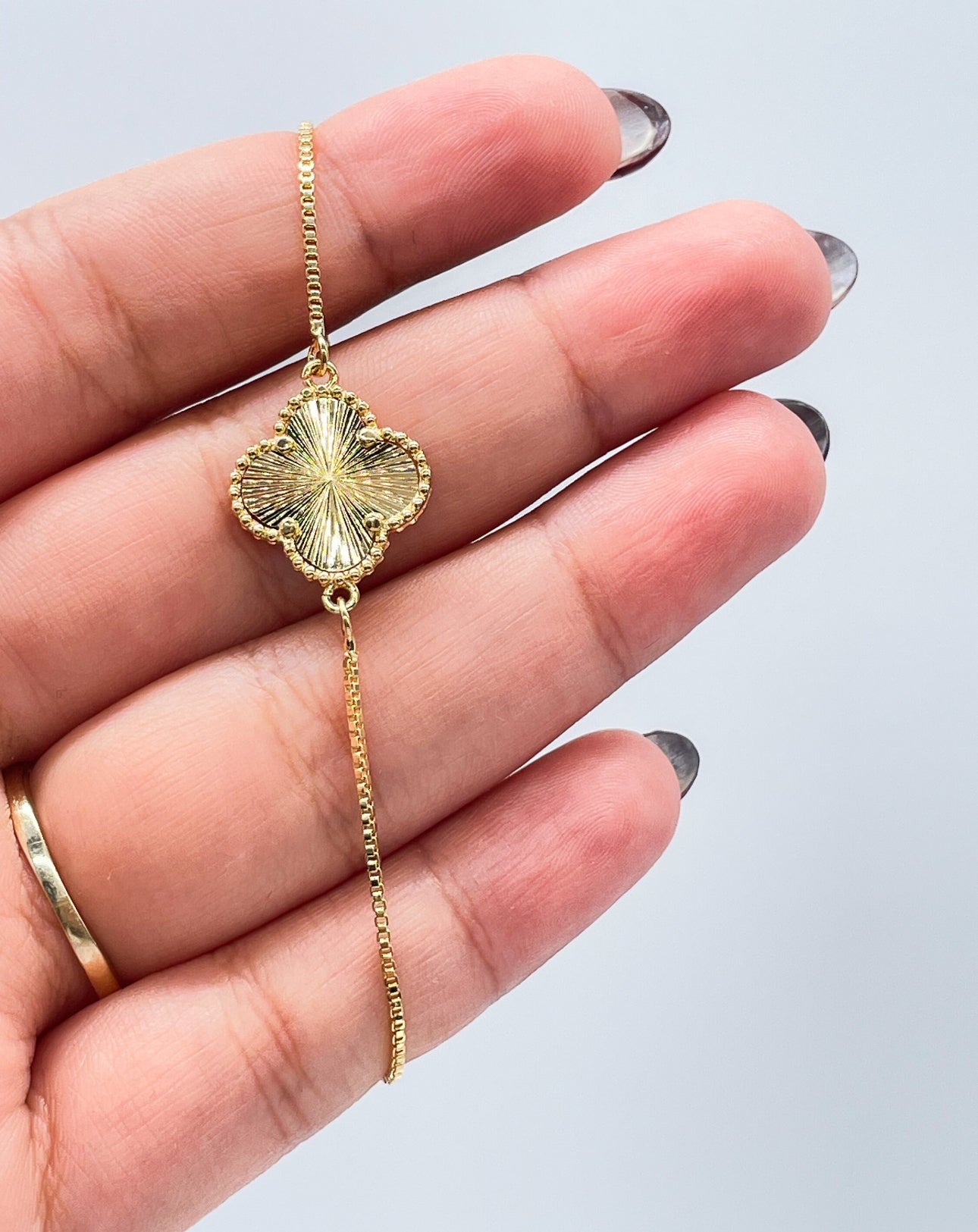 18k Gold Filled Sunburst Flower Charm Bracelet
