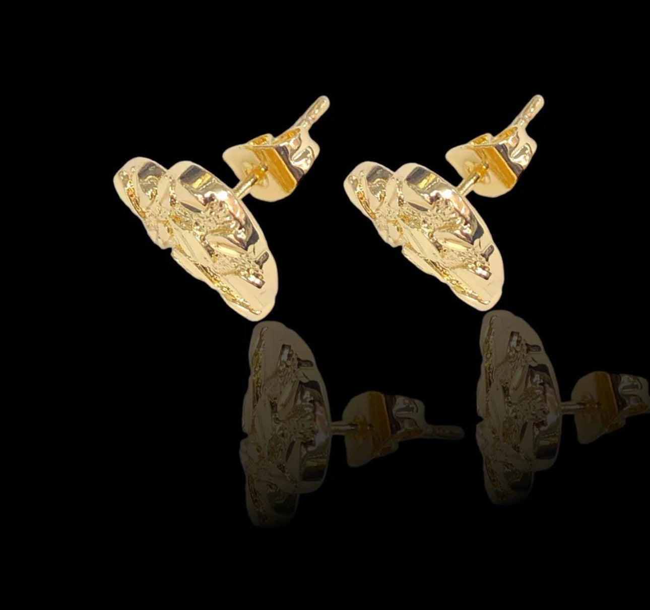 18k Gold Filled Heart Nugget Earrings